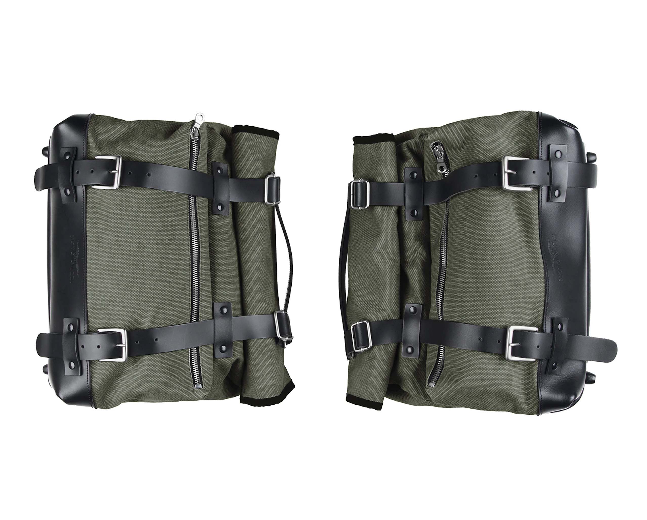Side bag set, green, canvas for Moto Guzzi V9 Roamber / Bobber / V7 850 2021-