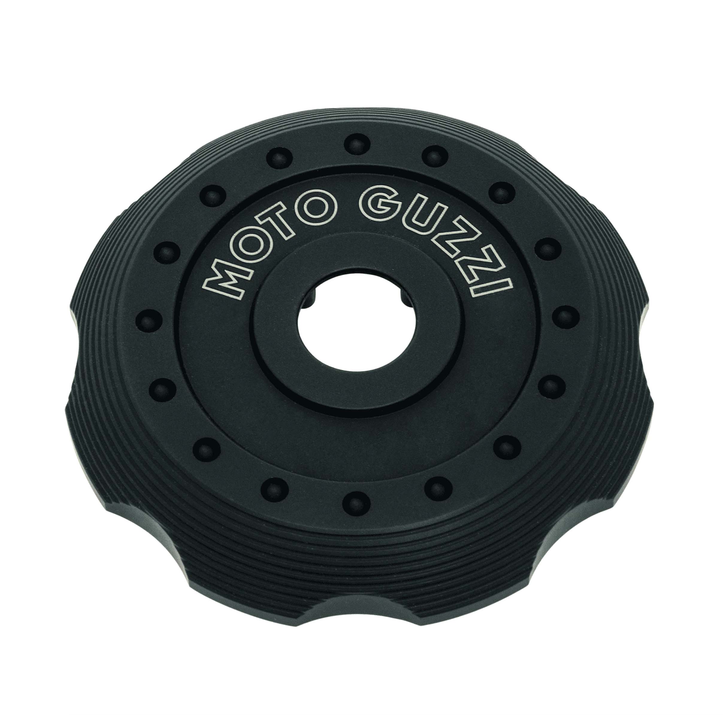 Cover for tank cap, black aluminum for Moto Guzzi V7 III / V7 850